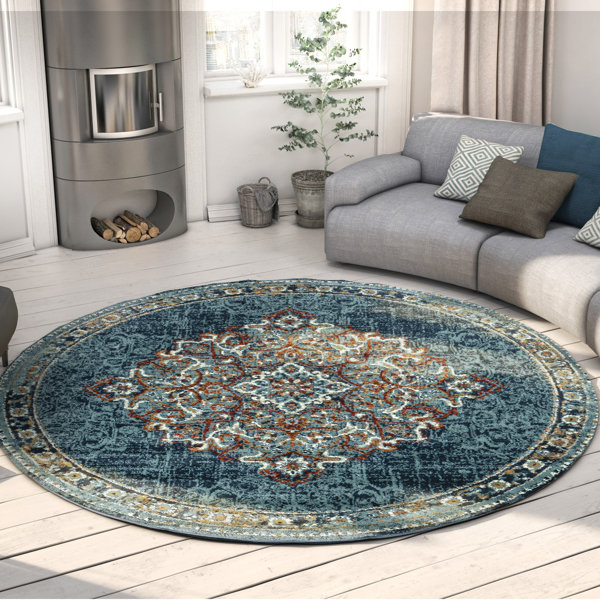 Bungalow Rose Oriental Blue Area Rug Wayfair
